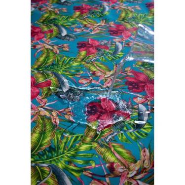 Imagem de Tecido Impermeável Acqua Linea Hibiscus Vermelho Fundo Turquesa - 1,40