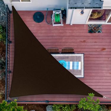 Imagem de ShadeMart 3,5 m x 55,8 cm x 66,1 m Toldo de sol marrom UPF50 Triângulo direito smTAPRT20 Tela de tecido de dossel permeável à água e bloco UV, resistente (personalizamos tamanho)