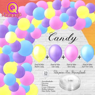 Imagem de Kit Arco Desconstruído Decoração 81 itens Candy Jardim Encantado - Ope