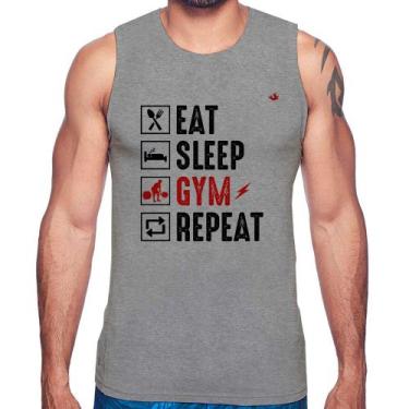 Imagem de Regata Eat, Sleep, Gym, Repeat - Foca na Moda, Cinza, GGG