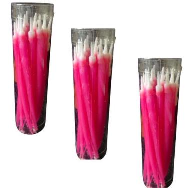Imagem de Kit Vela de Aniversário Rosa C/ 54 Unidades 3Tubos - 12cm - BOM YEARS