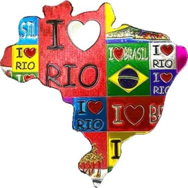 Imagem de Imã de Geladeira Mapa Brasil Lembrança do Rio De Janeiro Souvenir - Co