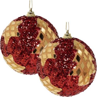 Imagem de Kit 6 Bolas Natalina Estrela Árvore De Natal Artesanal 80mm - Genérico