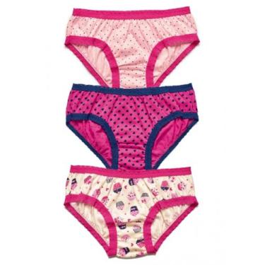 Imagem de Kit 3 Calcinhas Infantis DeMillus Girl Cores e Estampas Diversas Anos 