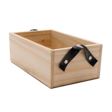 Imagem de Caixa Box Madeira crua com Alças de Couro caixote - Coisas da Flávia, 