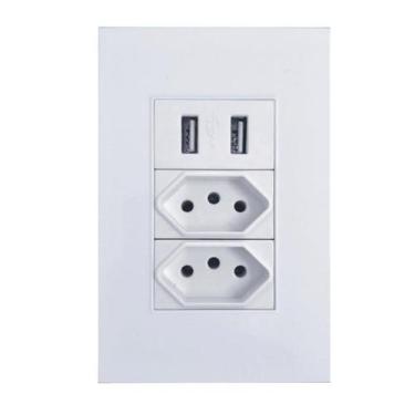 Imagem de Tomada De Parede Moderna Duo Com 2 Entradas Usb Bivolt - Minimen