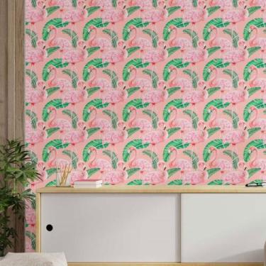 Imagem de Papel De Parede Adesivo Flamingos Folha N014052 0,58x2,5M - Adesivo BR
