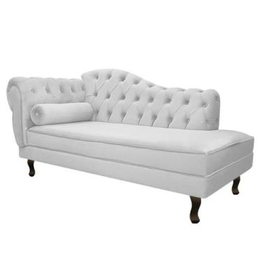 Imagem de Divã Recamier Juliana Lado Direito 120 cm Suede Branco - Amarena Móvei