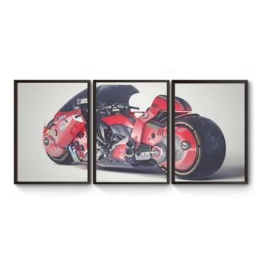 Imagem de 3 Quadros A3 Moto Futurista Akira Poster Moldurado - Fanarte