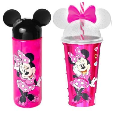 Imagem de Kit Especial Garrafinha Lúdica e Copo com Orelhas Rosa da Minnie 500ml