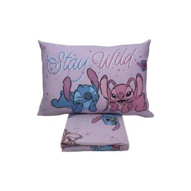 Imagem de Jogo Cama Stitch Love 2 Peças C/ Elástico Solteiro Algodão - Portallar