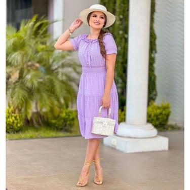 Imagem de Vestido Helena Lavanda em Viscose Pipoquinha - DM Veste, G