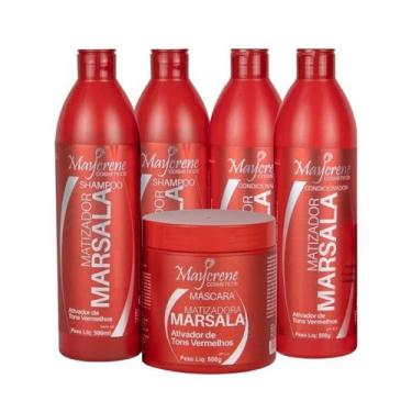 Imagem de Kit Matizador Marsala (2 Shampoo, 2 Condicionador e 1 Máscara) Maycren