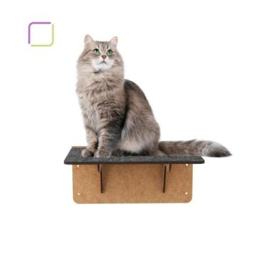 Imagem de Prateleira Para Gatos C/Carpete Em MDF - Box Fan