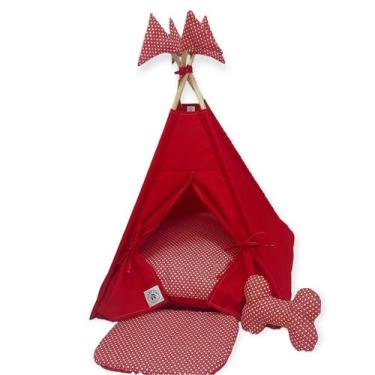 Imagem de Cabana Vermelha Pet Colchão Quadrado Almofada Zíper P - NIKPET ARTS