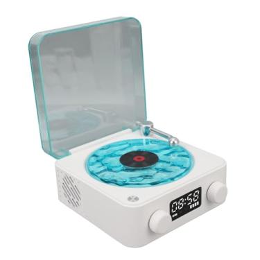 Imagem de Alto-falante Bluetooth de Estilo Clássico, Alto-falante Bluetooth Em Formato de Toca-discos Vintage, Toca-discos Criativos, Alto-falante Estéreo Giratório de 4 Modos Com Relógio