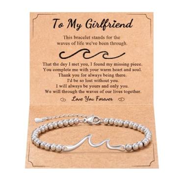 Imagem de Tarsus Presente de Dia dos Namorados para Sua Namorada Esposa - Pulseiras Onduladas I Love You - Presente de aniversário, Natal, Dia dos Namorados, average, Aço inoxidável, Sem Pedra Preciosa