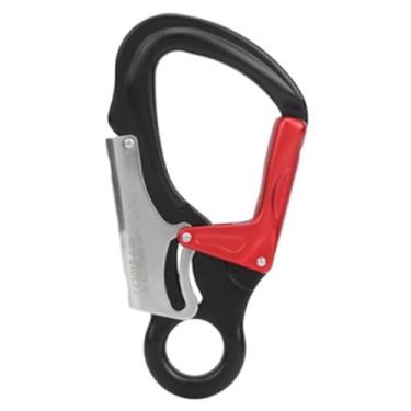 Imagem de predolo Gancho de pressão com travamento duplo, mosquetão de travamento automático, uso versátil, chaveiro, liga de alumínio, gancho de mola para escalada, preto