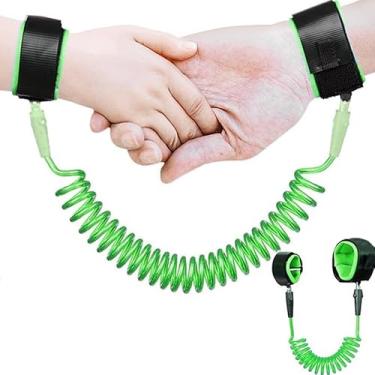 Imagem de Pulseira Guia De Segurança Infantil Coleira Pulso Anti Perda Para Não Perder Criança Viagens Passeio (Verde)