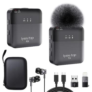 Imagem de Microfone de lapela sem fio com monitoramento em tempo real/público, patinho de áudio, acompanhamento, reverberação, mudo, cancelamento de ruído - Mini microfone Bluetooth de lapela com clipe para