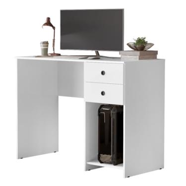 Imagem de Escrivaninha Mesa para Computador Gamer com 2 Gavetas e Suporte para CPU (Branco)