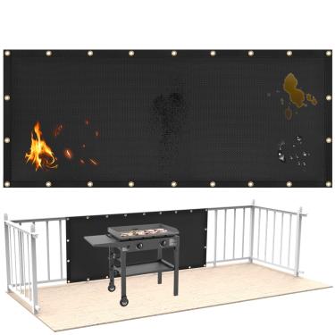 Imagem de Escudo térmico à prova de fogo para parede atrás da grade protege a cerca do deck do calor da grelha, tapete de proteção térmica para churrasqueira ao ar livre, protetor de parede de fogão, acessórios