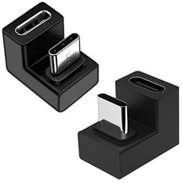 Imagem de Adaptador USB C 180 graus em forma de U (pacote com 2), adaptador USB-C 3.1 fêmea para macho adaptador OTG angular compatível com MacBook, Switch, Samsung Galaxy, telefones tipo C e mais