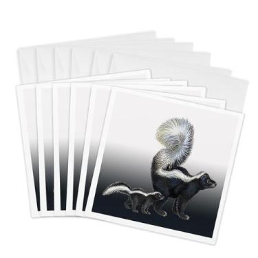 Imagem de 3dRose Momma gambá e seu bebê em um fundo cinza azul gradiente - cartões comemorativos, 15 x 15 cm, conjunto de 6 (gc_170880_1)