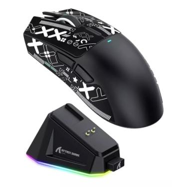 Imagem de ATTACK SHARK Mouse X11 Leve Sem Fio Para Jogos Com Base De Carregamento RGB, Tri-Mode-2.4G/USB-C Com Fio/BT, DPI 22K, Sensor Óptico PAW3311, 5 Botões Programáveis Para PC/Mac (Preto)