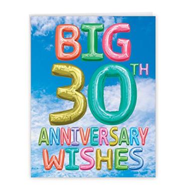 Imagem de The Best Card Company - Cartão Big 30th Happy Anniversary (8,5 x 11 polegadas) - 30 Years of Marriage, Jumbo Group Greeting (não 3D ou Raised) - Mensagens infladas 30 (não balões reais) J5651EMAG-US