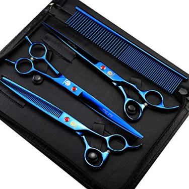 Imagem de Kit de ferramentas de cuidados para cães de corte de cabelo roxo dragão de 20 cm, tesouras curvas e finas.Purple Dragon 8.0 inch azul Blue1
