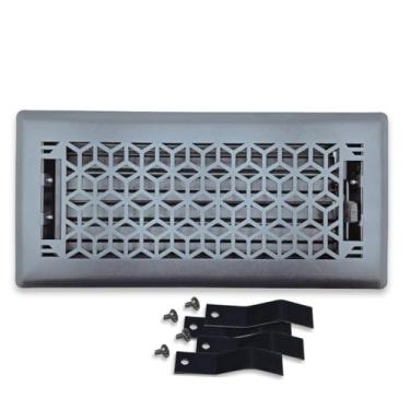Imagem de Sierra Grates Registro de piso de aço de design vetorial de 10 cm x 35 cm com acabamento cinza granito com clipes de montagem - para piso ou parede lateral - Capas decorativas de ventilação - Registro