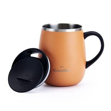 Imagem de Grandties Caneca de café isolada com alça – Tampa deslizante para vidro de vinho à prova de respingos 473 ml com parede dupla de aço inoxidável para manter as bebidas quentes ou frias – cenoura