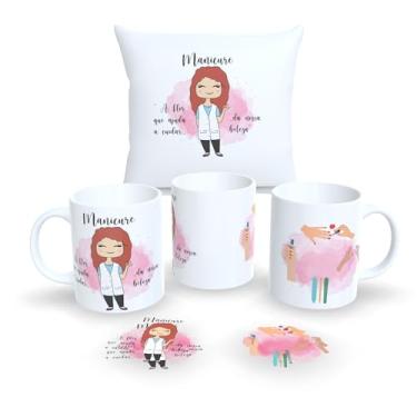 Imagem de Kit Com Almofada 30x30cm e Caneca de Porcelana Coleção Profissões Fofas (Manicure)