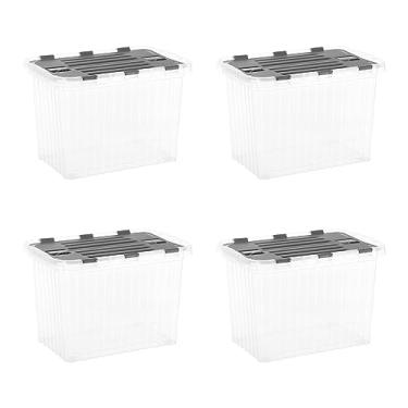 Imagem de Superio Recipiente de armazenamento transparente com tampa, 16 quartos, bolsa de armazenamento com tampa articulada, caixa organizadora para armário, casa, dormitório (pacote com 4)