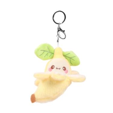 Imagem de Kokiya Chaveiro de pelúcia de banana fofo, brinquedo de pelúcia de fruta macia de boneca de banana, chaveiro de carro para meninos e meninas, joias para, Amarelo