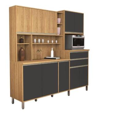 Imagem de Cozinha Gabi 10 Portas Gavetas MDF Resistente Ripado Moderno - Sambare