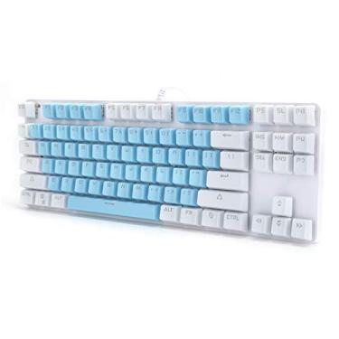 Imagem de Teclado Mecânico de Luz Mista de 87 Teclas para Jogos e Escritório Com Design ômico e Recursos de Impressão Digital (Azul Branco)