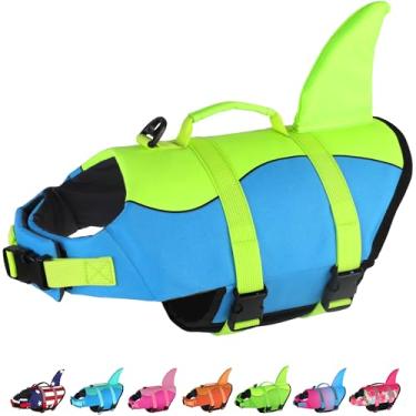 Imagem de Dogcheer Colete salva-vidas para cães, colete salva-vidas com flutuabilidade superior e alça de resgate, colete flutuante ajustável para cães pequenos, médios e grandes - azul-verde, PP