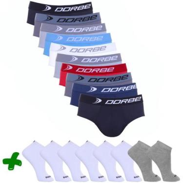 Imagem de Kit 10 Slip Microfibra + 8 Pares Meia Sport Dorbe, P