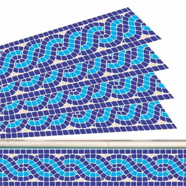 Imagem de Kit 5 Adesivos Piscina Borda Ladrilho Mosaico Entrelaçado Azul 20cm - 