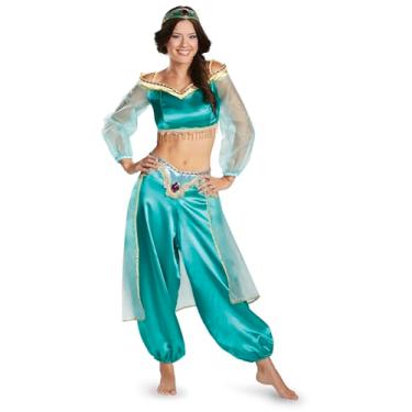 Imagem de Disney Fantasia feminina atrevida de Jasmine de Aladdin da Disney Disguise, Verde, S (4-6)