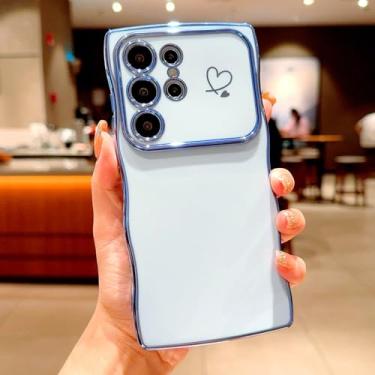 Imagem de Capa de TPU macio revestida para Samsung Galaxy S24 S23 S22 Ultra Plus A55 A54 A15 A14 A25 A35 5G S 24 23 22 A 55 15 Love Heart, pico azul, para Samsung A35