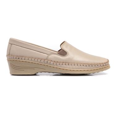 Imagem de Sapato Sapatilha Mocassim Feminino Couro Branco Off White Conforto Mager