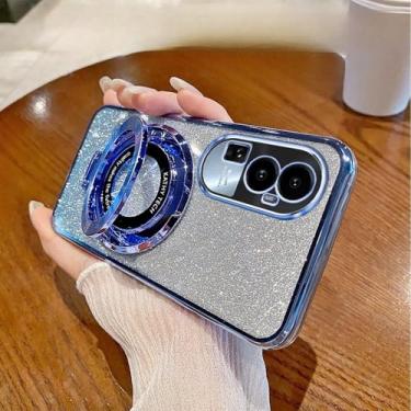 Imagem de Capa de suporte magnético com glitter para OPPO Reno 10 11 9 8 7 Pro Plus 4G 5G, azul, para Reno 8 Pro Plus