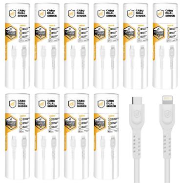Imagem de Cabo Dual Shock Lightning / Type C - Branco - 1,2m - no Atacado - Caixa Fechada 10 Unidades - Gshield