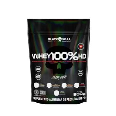 Imagem de Whey Black Skull 100% Hd Refil 900g Caveira Preta (morango)