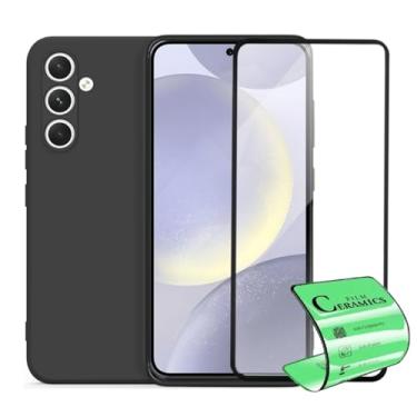 Imagem de Kit Película Premium 9D Cerâmica e Capa Capinha VELUDO preta Compatível Com Samsung Galaxy S24