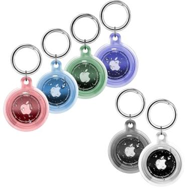 Imagem de Pacote com 6 capas para Apple Air Tag, pacote com 6 com chaveiro, suporte para etiqueta de ar impermeável, capa para animais de estimação, rastreamento, crianças, bolsas, chaves, bagagem