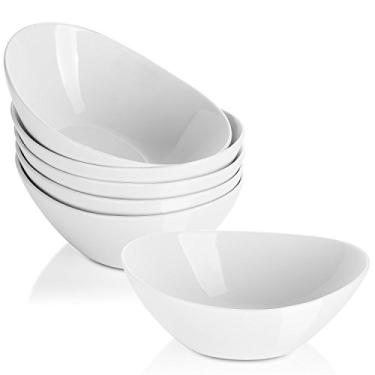 Imagem de LIFVER Tigelas de sobremesa, tigelas de servir de 473 ml para salada lateral, sopa, cereal, sorvete, conjunto de tigelas brancas de porcelana de 18 cm, seguras para lava-louças e micro-ondas, conjunto de 6